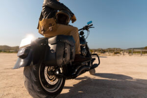 motorcycle saddle bag luggage system for long rides