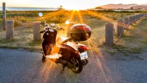 motorcycle top box with armrest for long rides