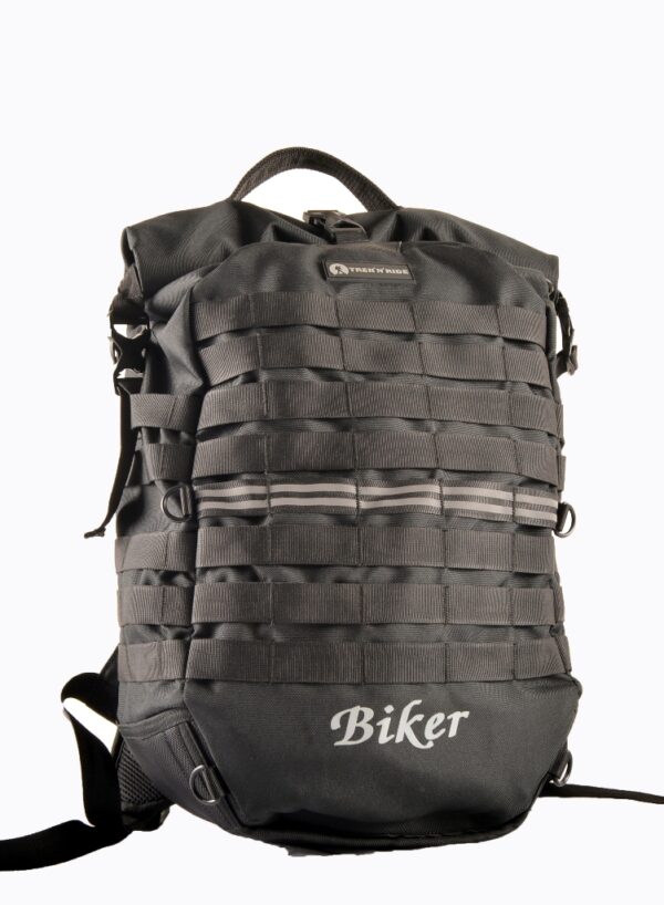 biker backpack with helmet pouch