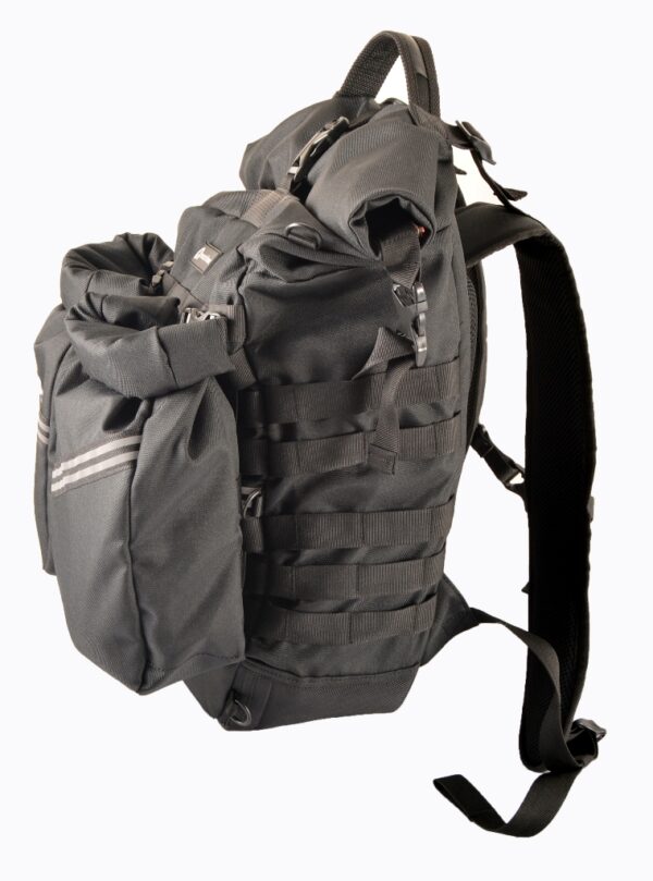 biker backpack with helmet pouch