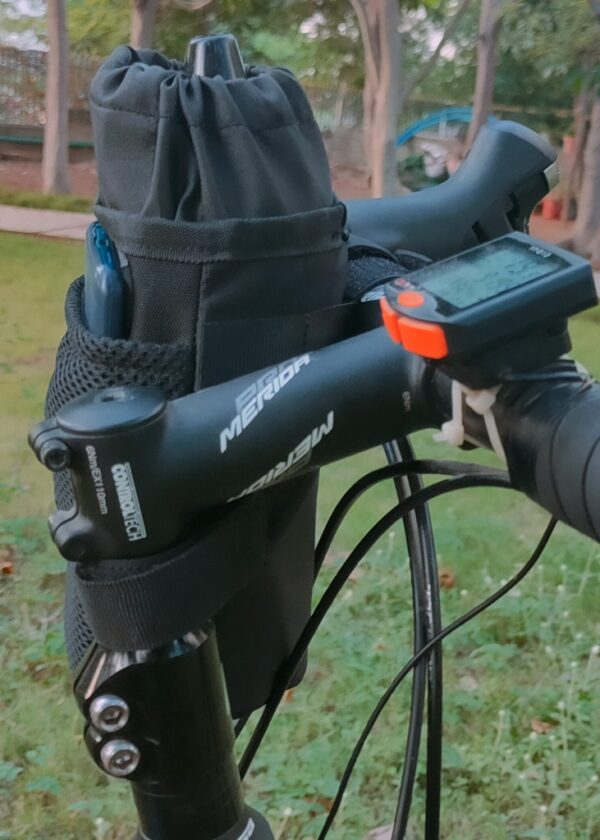 handlebar water bottle and phone pouch