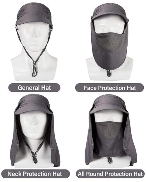 Neck Face Mask Removable Hiking Cap