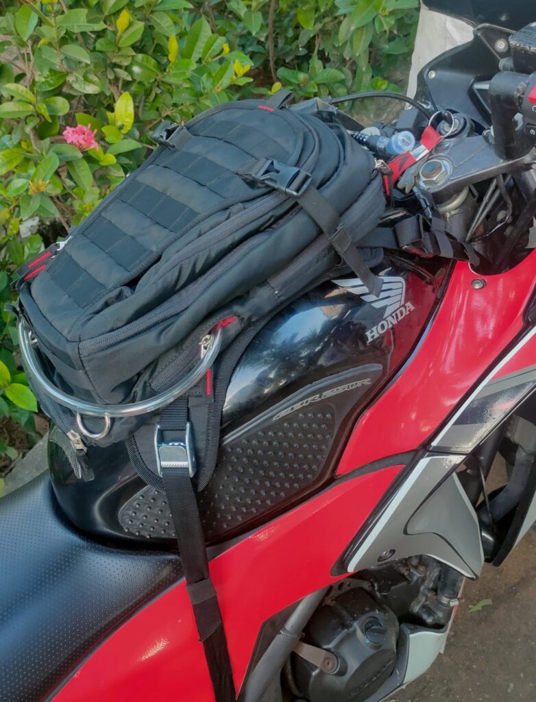 thumbnail image 2 of Black Motorcycle Oil Fuel Tank Bag Waterproof Shoulder Travel Riding 2 of 12