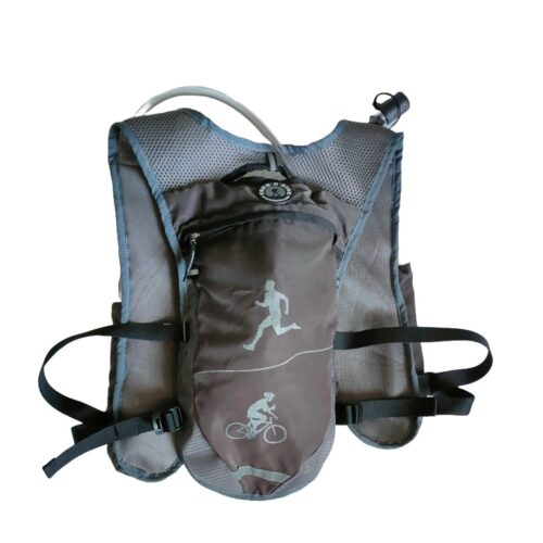 a grey and black hydration bag